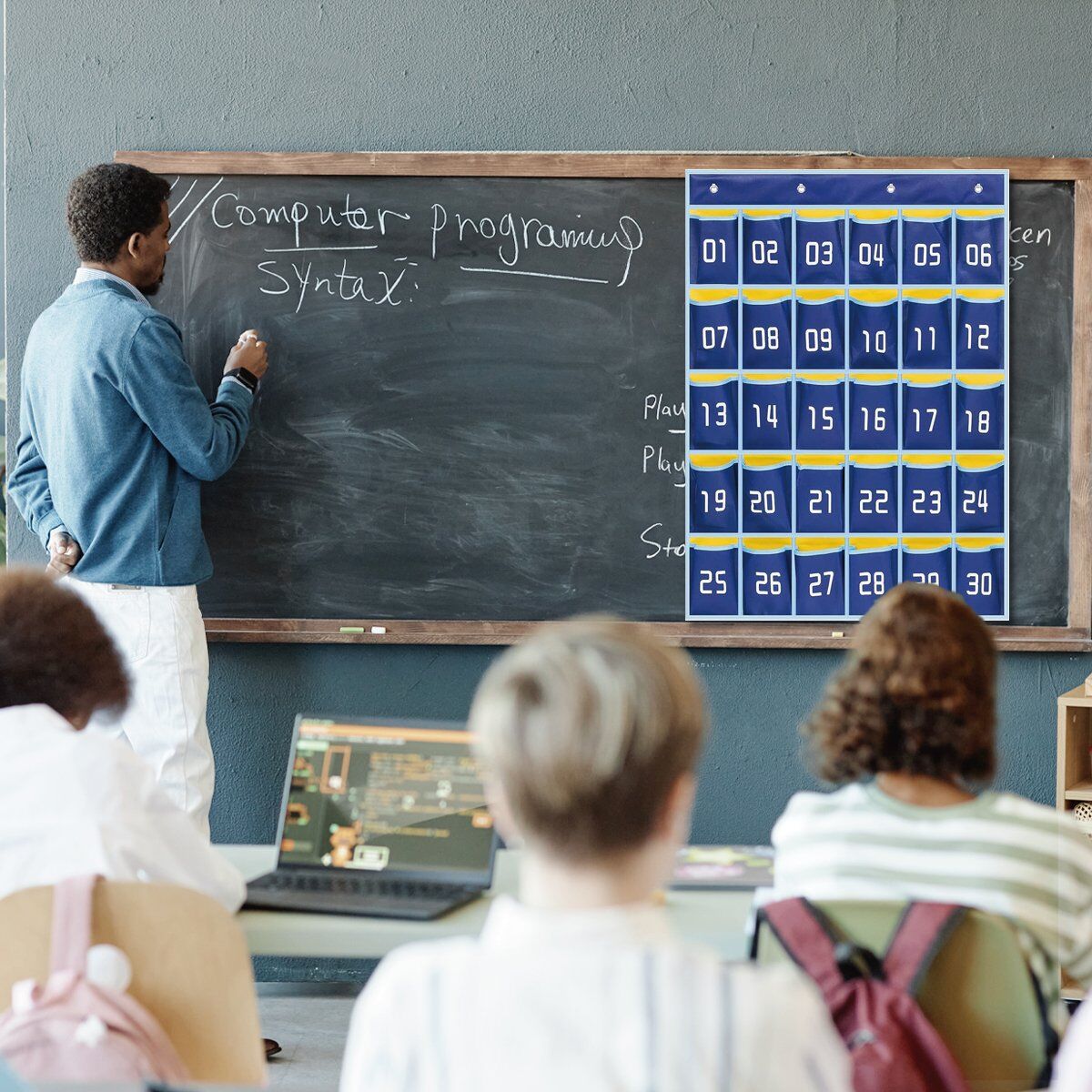 IBenzer Class Pocket Chart - 36 Pockets Blue - Image 3