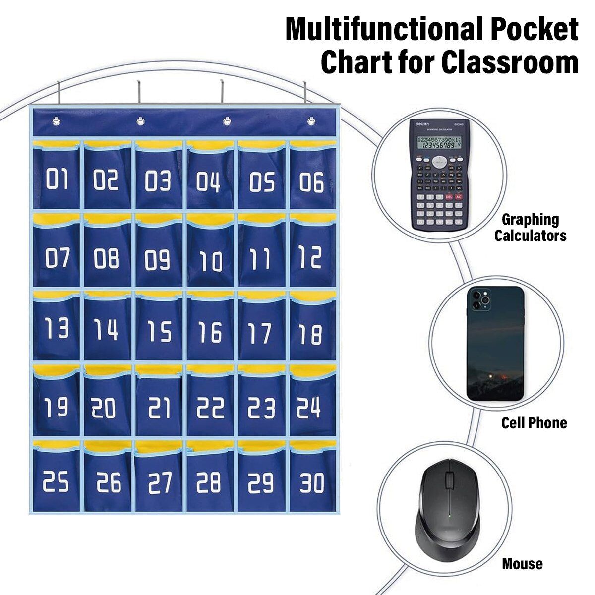 IBenzer Class Pocket Chart - 36 Pockets Blue - Image 4