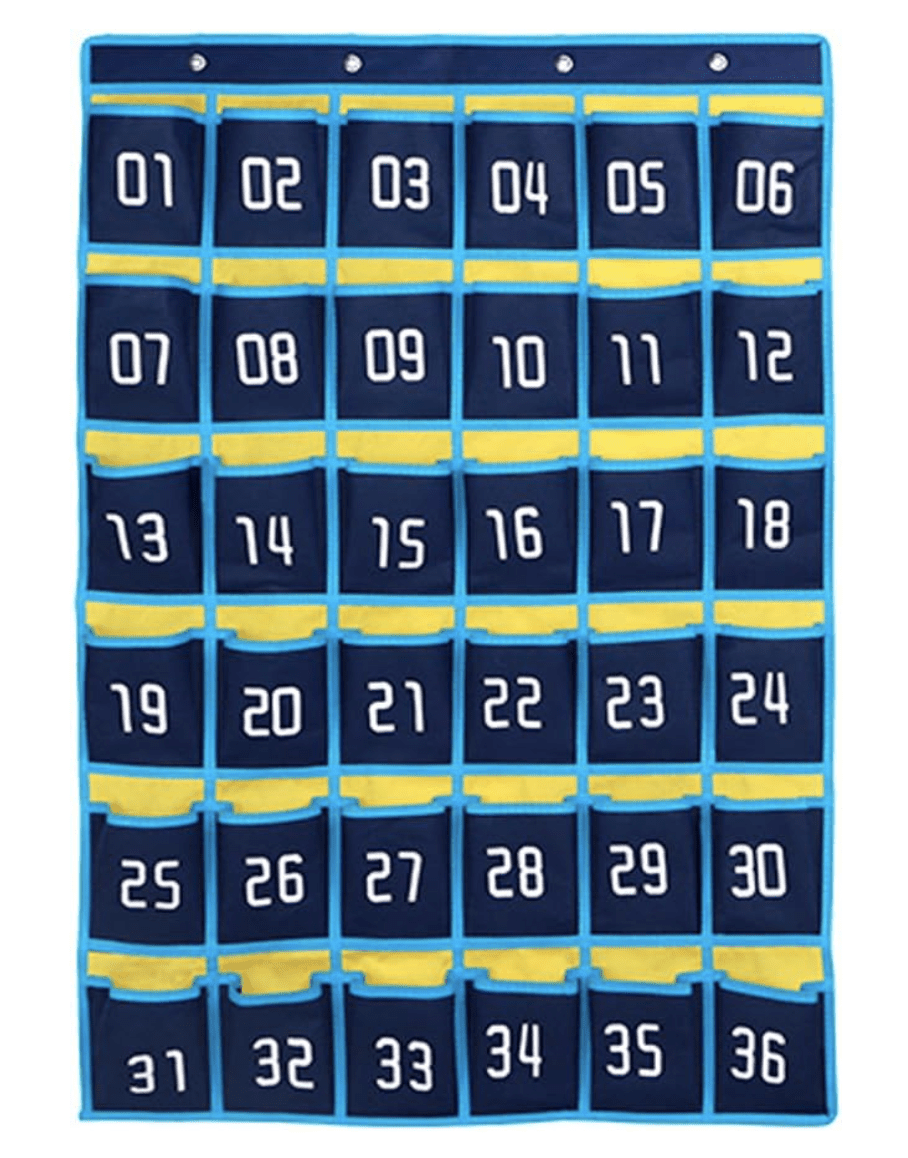 IBenzer Class Pocket Chart - 36 Pockets Blue